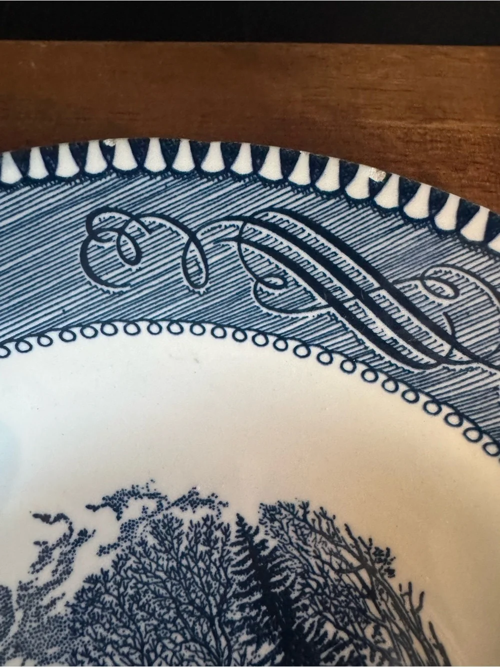 Set of 4 Currier & Ives Early Winter Blue/White Ceramic Bowls USA - HDTote1